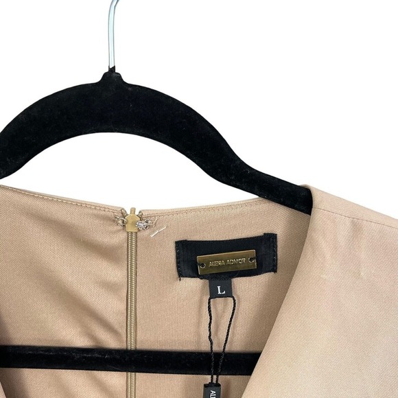 Alexia Admor Sheath Dress Plunge V Neck Sleeveless Lined Cuban Sand Women Size L - Picture 3 of 7
